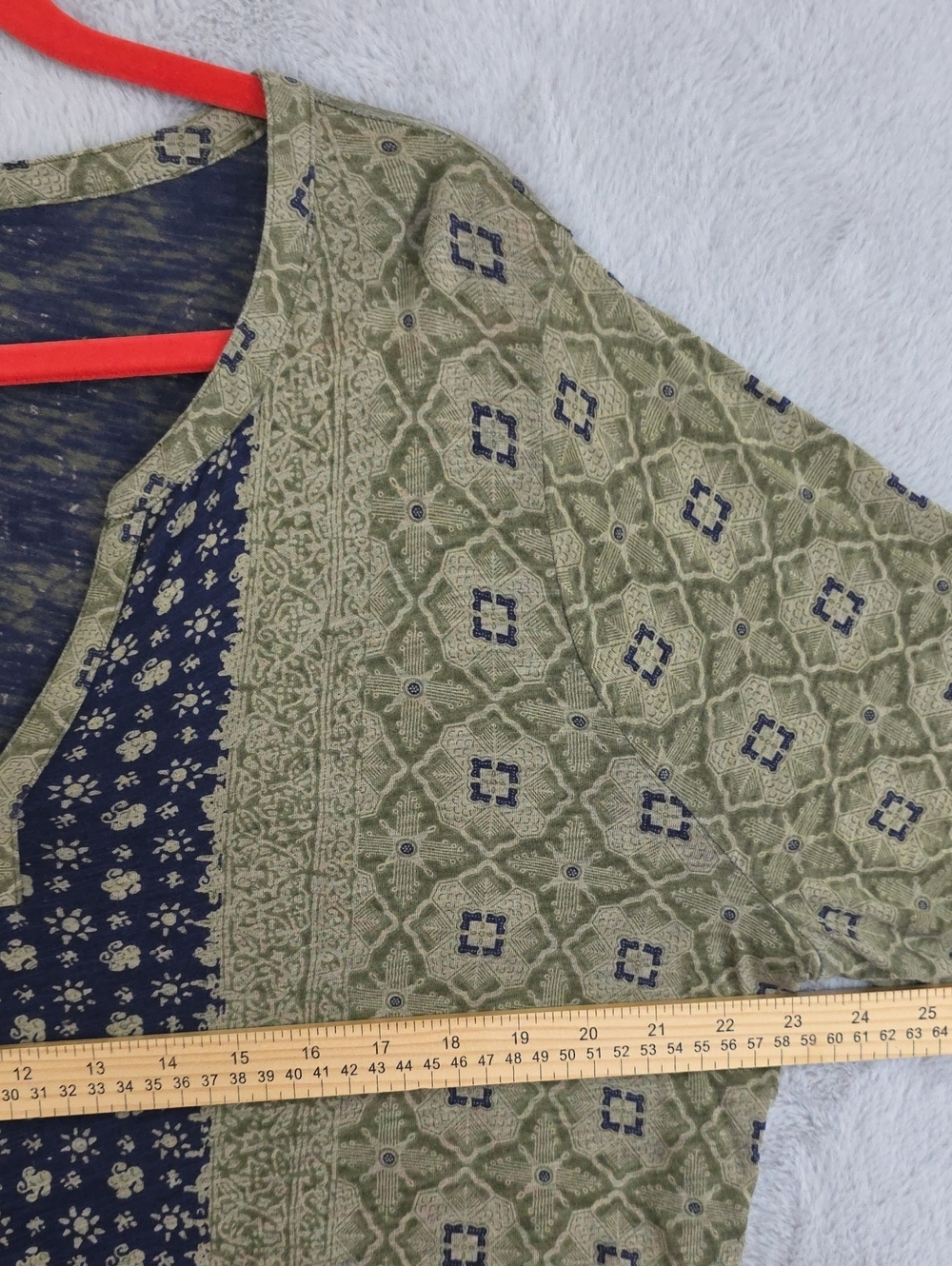 Lucky Brand Olive Green & Navy Printed Boho Tunic - Picture 6 of 10